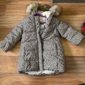 Gap leopard puffer coat